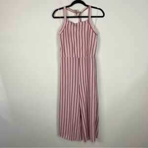Moa Moa Pink & White Striped Open Back Jumpsuit Jumper